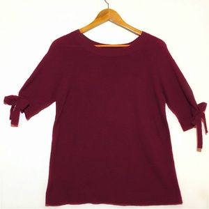 Ann Taylor Factory Maroon Sweater w/ Tie-Sleeves